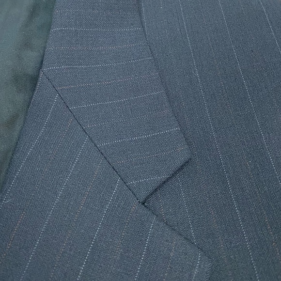 Hart Schaffner Marx Black w/ Gold Pinstripe Suit - Picture 3 of 10